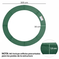 HOMCOM Cubierta de Protección Acolchada Borde de Seguridad para Trampolines Cama Elástica con Diámetro Ø305 cm Sin Agujeros para Poste Verde(m-3)