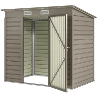 Outsunny 4 x 6ft Galvanised Metal Garden Shed, with Locking Door - Grey(m-12)