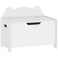 AIYAPLAY Coffre à jouet enfant avec couvercle rabattable, coffre de rangement enfant, forme d'ours, 60 x 38 x 48 cm, blanc(m-1)
