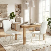 HOMCOM Sillas de comedor 2 unidades, sillas de cocina acolchadas con efecto lino y patas ligeras, crema(m-2)