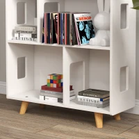 ZONEKIZ Three-Tier Toy Storage Shelf, Kids Bookcase, with Six Cubes, for Playroom, Bedroom - White(m-9)