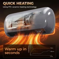 HOMCOM 2000W Ceramic Electric Heater with Fan, Adjustable Thermostat, Wall Mounted - Grey(m-4)