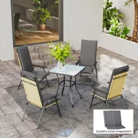 Outsunny Lot de 4 coussins de chaise extérieur avec attaches et bande réglable, anti-décoloration UPF50+, 124x50x5cm, gris(m-10)