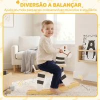 AIYAPLAY Cavalinho de Baloiço para Bebé com Base de Madeira e Encosto, para Crianças de 1,5 a 3 Anos, Preto e Branco(m-6)