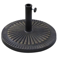 Outsunny Base Ombrellone Rotonda per Pali da Ø3,8-4,8cm con Decorazione e Manopola, Peso 15kg Ø49x32cm(m-1)