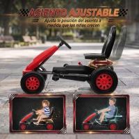 AIYAPLAY Go Kart para Niños de +3 Años con Asiento Ajustable Volante Freno Manual Marco de Aluminio y Acero Carga 30 kg Rojo(m-5)