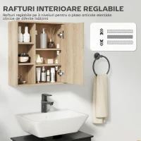 HOMCOM Dulap cu oglindă din MDF și PAL, cu 3 rafturi laterale și raft interior reglabil, 60x14.5x49.4 cm(m-6)