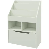 HOMCOM Estante de Madeira para Brinquedos com 3 Compartimentos 2 Prateleiras e Gaveta Móvel com 4 Rodas 60x29,9x90 cm Verde(m-11)