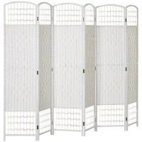 HOMCOM 6 Panel Folding Room Divider, Privacy Screen, Paravent Partition Separator for Living Room, Bedroom, White(m-11)