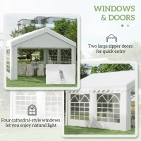 Outsunny 4m x 4m Marquee Party Tent, Heavy Duty Wedding Canopy with Sidewalls, Doors, Windows, Galvanised Garden Gazebo for Parties Events, White(m-5)