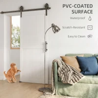 HOMCOM 183cm Sliding Barn Door Kit, Sliding Door with Track, Hardware, Upgraded Rollers and Floor Guide, Handle, White(m-4)