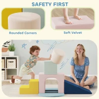 AIYAPLAY 8-Piece Foam Play Blocks for Kids, Soft Motor Skill Blocks with Washable Velvet Covers, Indoor Climbing Set, Multicolor(m-6)