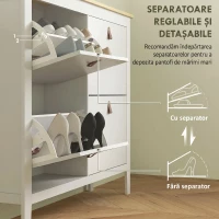 HOMCOM Pantofar Slim cu 4 Sertare pentru 20 Perechi de Pantofi, Mărime EU44 și Separatoare Reglabile, 105x24x95,5 cm, Alb(m-5)