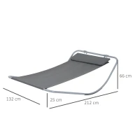 Outsunny Rocking Sun Lounger, Single Garden Lounger Sunbed with Headrest Pillows, Texteline Outdoor Rocking Chair Swing Hammock Daybed with Metal Frame for Patio, Terrace, 212 x 132 x 66 cm, Grey(m-3)