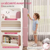 AIYAPLAY Bibliothèque pour enfant, rangement livre enfant 4 niveaux en thème barbe à papa, 60x12x108cm, rose(m-5)