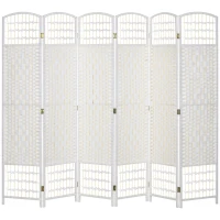 HOMCOM 6 Panel Folding Room Divider, Privacy Screen, Paravent Partition Separator for Living Room, Bedroom, White(m-1)