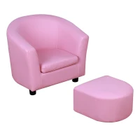 HOMCOM Kids Toddler Sofa Children's Armchair Footstool with Thick Padding, Anti-skid Foot Pads, 30 x 28 x 21cm, Pink(m-1)