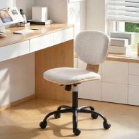 HOMCOM Home Office Desk Chair Rocking Function Ergonomic Swivel Chair with PU Wheels, Light Grey(m-9)