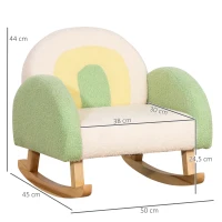 HOMCOM Schommelstoel voor Peuters in Schattig Ontwerp, Schapenwol-Imitatie, Eucalyptushout Groen + Geel Beige(m-3)