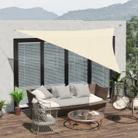 Outsunny Toldo Vela Triangular 3x3x3 m Vela de Sombra para Jardín Patio Terraza HDPE Anti UV y Transpirable Color Crema(m-10)