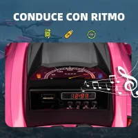 HOMCOM Quad Eléctrico para Niños 12 V para Niños de 3 a 5 Años con 2 Motores Suspensión 3-8 km/h Música Faros LED USB Rosa(m-5)