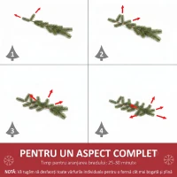 HOMCOM Brad de Crăciun Slim Nins cu 443 de Ramuri, Bază Detașabilă și Pliabilă, Ø48x165 cm, Verde(m-5)