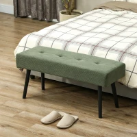 HOMCOM Banc banquette bout de lit rembourré en velours côtelé et pieds en acier noir charge 220 Kg 100 x 36 x 45 cm vert(m-2)