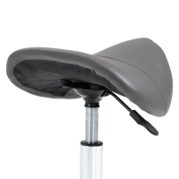HOMCOM Sgabello da Lavoro a Sella con Ruote e Altezza Regolabile per Negozi Parrucchiere e Tattoo, 52x53x49-61cm Grigio(m-7)