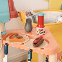 HOMCOM 50 Pcs Kids Kitchen Play set Fast Food Trolley Cart Pretend Playset Toys with Play Food Cashier Register Accessories Gift for Boys Girls Age 3-6(m-9)