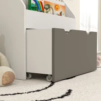AIYAPLAY Bibliothèque pour enfants Multi-Rangement avec 3 niveaux d'étagères et un tiroir, 62,5L x 30l x 70H cm, gris et blanc(m-9)