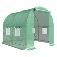 Outsunny Invernadero de Exterior 2,5x2x2 m Invernadero de Túnel con Cubierta de PE 140 g/m² para Cultivo Plantas Verduras Frutas en Jardín Terraza Verde(m-11)