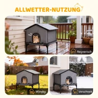 PawHut Katzenhaus klappbar Katzenhütte mit Kissen, Erhöhtes wasserabweisend Katzenhöhle 62 x 58,5 x 60 cm, Grau(m-5)
