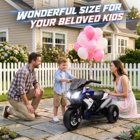 HOMCOM Kids Electric Motorcycle, 6V Ride on Motorcycle with 3 Wheels, LED Headlight, Music, Horn for Boys Girls 3-5 Y, Blue(m-7)
