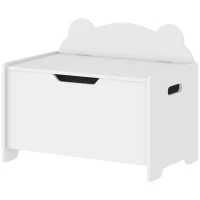AIYAPLAY Coffre à jouet enfant avec couvercle rabattable, coffre de rangement enfant, forme d'ours, 60 x 38 x 48 cm, blanc(m-12)