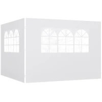 Outsunny Parois latérales de Rechange Barnum tonnelle 3 x 3 ou 3 x 6 m 2 pièces 2 Grandes fenêtres Blanc(m-12)