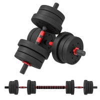 HOMCOM 2 in 1 Hanteln Set 20 kg verstellbare Kurzhantel & Langhantel professionell Dumbbell Krafttraining Schwarz(m-12)