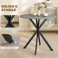 HOMCOM Tavolo da Pranzo Rotondo Stile Industriale con Gambe a Croce in Acciaio, Ø80x75 cm, Grigio(m-6)