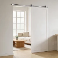 HOMCOM Sliding Door Hardware Kit Smooth Quiet 304 Stainless Steel for 200cm Track Sliver Tone(m-8)