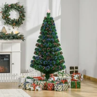 HOMCOM Árbol de Navidad 150cm Artificial Árboles de Abeto con Soporte Fibra Óptica Brillante LED Multicolor Ignífugo(m-10)