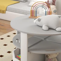 AIYAPLAY Conjunto de Mesa e Cadeiras para Crianças 5 Peças, Armazenamento para Arte, Atividades Criativas, 78x78x49cm, Cinza(m-5)
