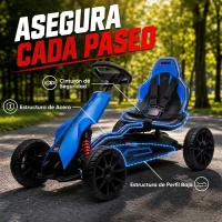 HOMCOM Kart Coche Eléctrico Infantil 12V de 3 a 8 Años Velocidad 3-5km/h y Cinturón de Seguridad 100x58x58,5cm Azul(m-7)