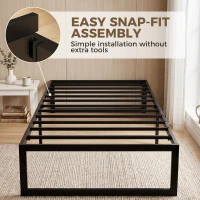 HOMCOM 3ft Single Bed Frame with Underbed Storage and Steel Slat Support, 32.5 cm Height, Noise-Free, Black(m-5)