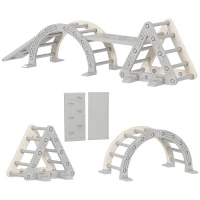 AIYAPLAY 8 en 1 Triangle escalade enfants, arc d'escalade, rampe double-face pour grimper & glisser, 279 x 80 x 69 cm, gris(m-12)