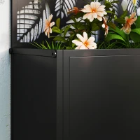 Outsunny Hochbeet mit Sichtschutzpaneel, Rankengitter, Metall, Schwarz(m-9)