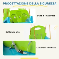 Outsunny Altalena per Bambini Altalena da Giardino 3 in 1 42x33x120-180 cm Verde(m-6)