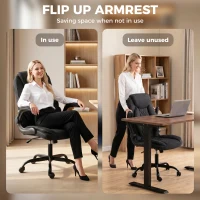 HOMCOM Linen-Look Computer Desk Chair, Executive Office Chair with Flip-Up Armrests and Thick Cushion, Black(m-7)