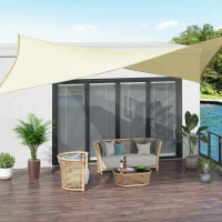 Outsunny Voile d'ombrage rectangulaire 3 x 3 m polyéthylène Haute densité Protection UV Avec sac de rangement - Coloris crème(m-10)