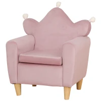 HOMCOM Poltrona per Bambini in Tessuto Effetto Velluto Rosa con Schienale a Corona, 50.2x41.9x57.8 cm(m-11)