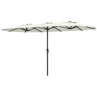 Outsunny Parasol de jardin extérieur, grand parasol double 4,6 m avec manivelle et protection UV50+, housse de protection, crème(m-12)