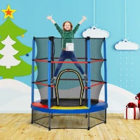 HOMCOM Trampolim Infantil Ø107 cm Trampolim para Crianças de 3-6 Anos com Rede de Segurança Ø140x160 cm Azul(m-10)